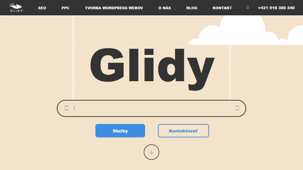 Screenshot of Glidy - online marketingová agentúra