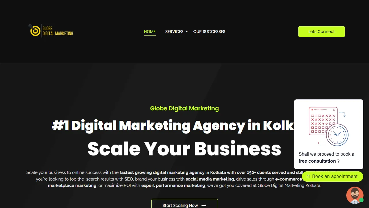 Screenshot of Globe Digital Marketing - Kolkata | Digital Marketing Agency | Digital Marketing Company | SEO | Social Media | D2C | Courses