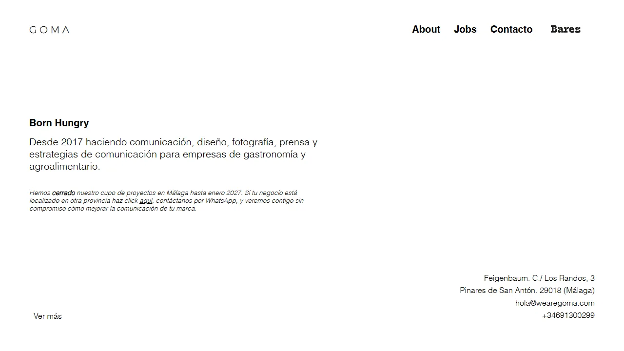 Screenshot of GOMA | Estudio de comunicación, fotografía, rrss y medios en Málaga