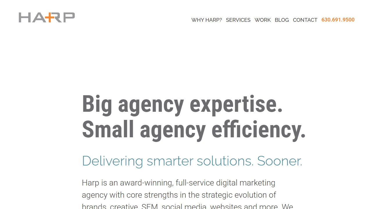 Screenshot of Harp Advertising + Interactive