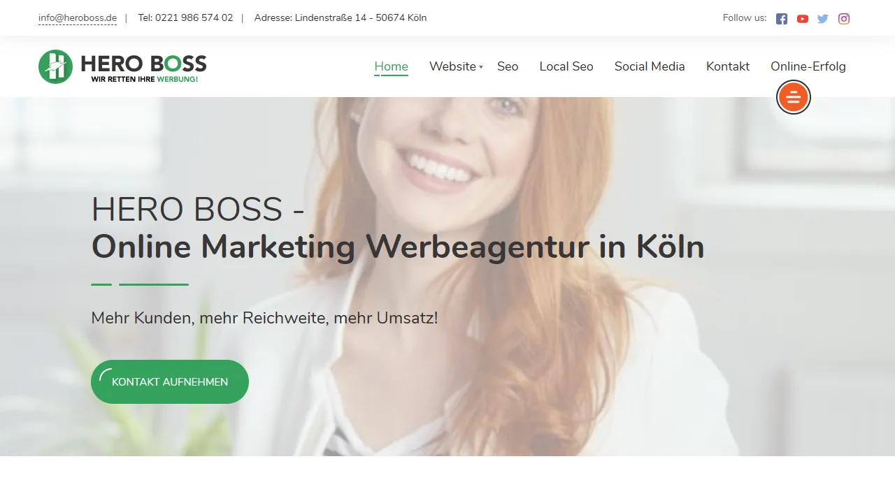 Screenshot of HERO BOSS Werbeagentur Köln