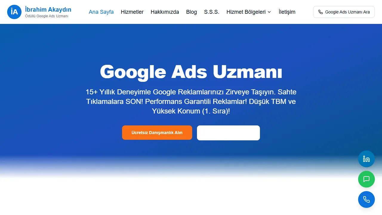 Screenshot of ibrahim AKAYDIN - Google Ads Uzmanı (Tüm Türkiye)