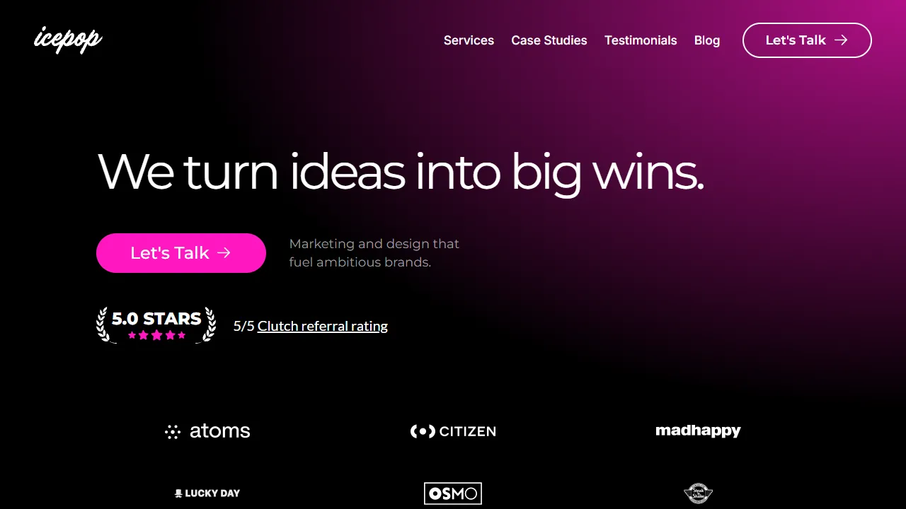 Screenshot of icepop Digital Marketing Agency