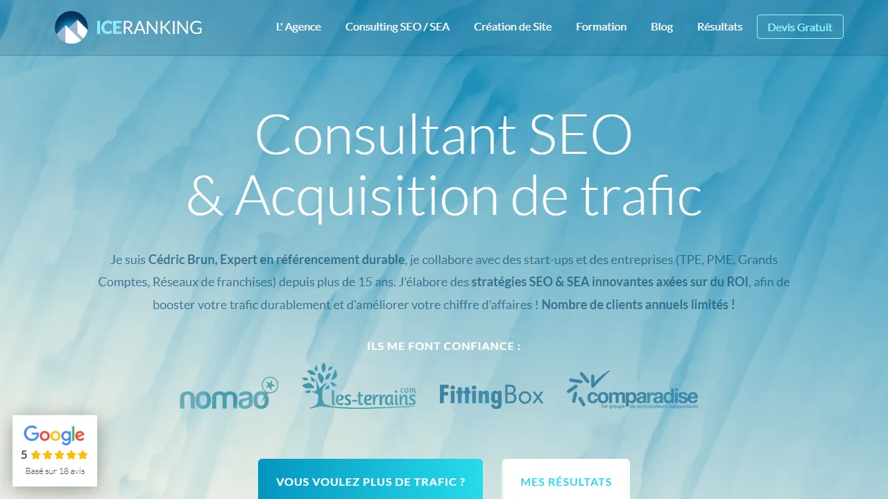 Screenshot of ICERANKING - Cédric Brun - Agence SEO/SEA