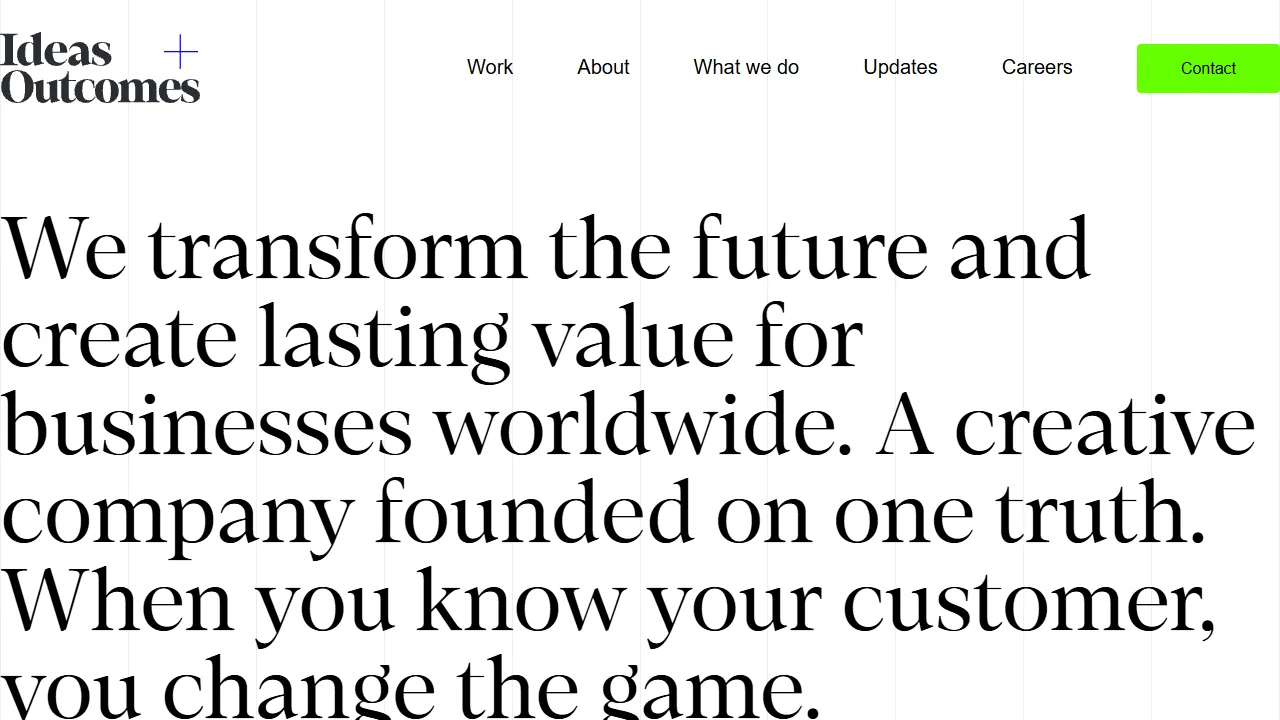 Screenshot of Ideas + Outcomes