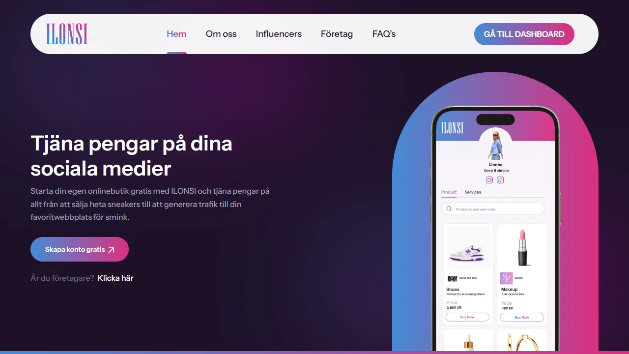 Screenshot of ILONSI AB