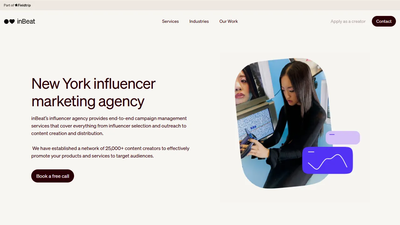 Screenshot of inBeat Agency