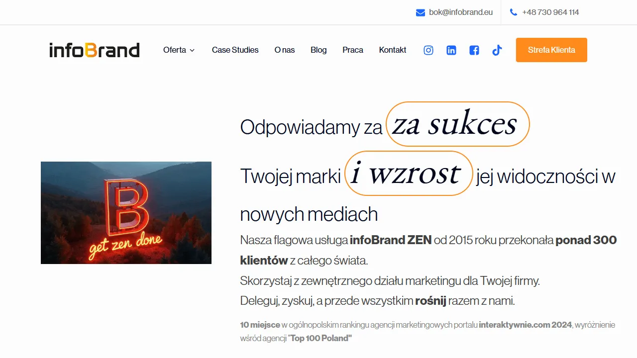 Screenshot of infoBrand