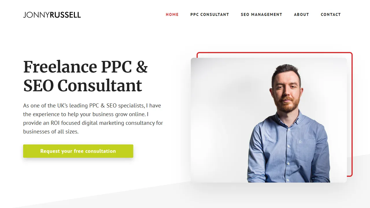 Screenshot of Jonny Russell - Freelance PPC, SEO & Digital Marketing Consultant