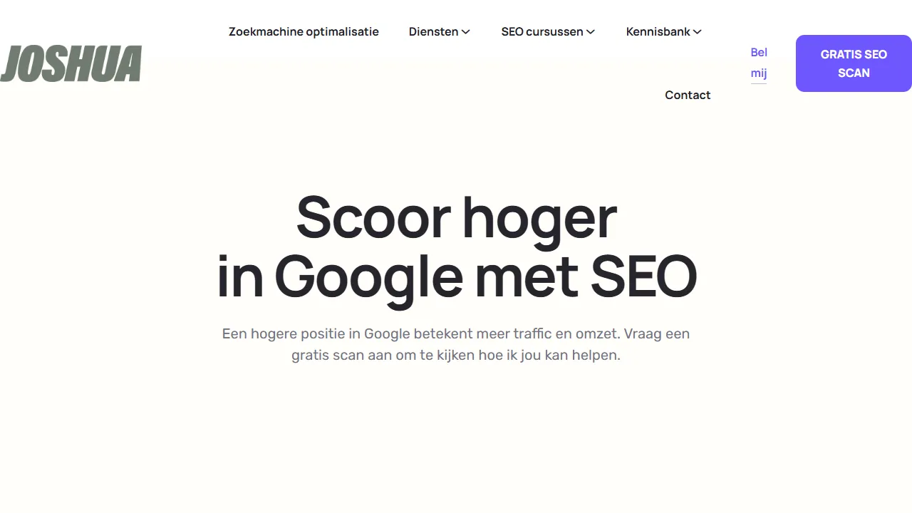 Screenshot of Joshua marketing