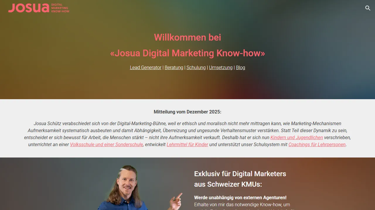 Screenshot of Josua Digital Marketing