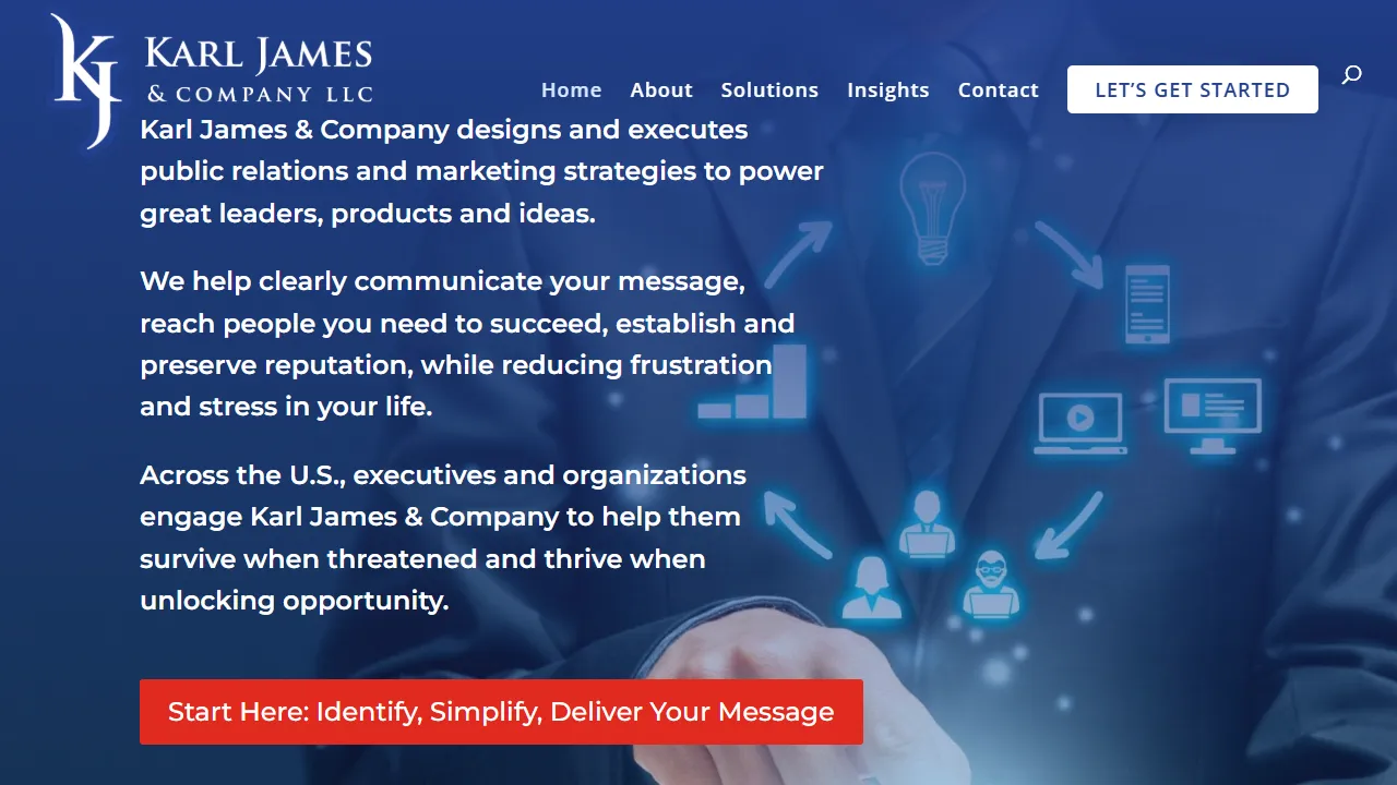 Screenshot of Karl James & Company PR + Marketing