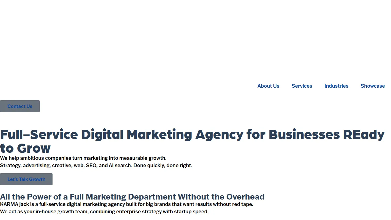 Screenshot of KARMA jack Digital Marketing Agency