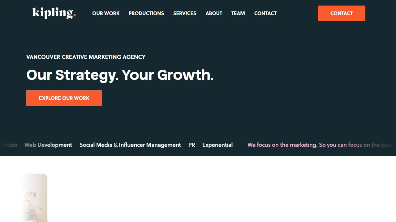 Screenshot of Kipling Media - Vancouver Marketing Agency
