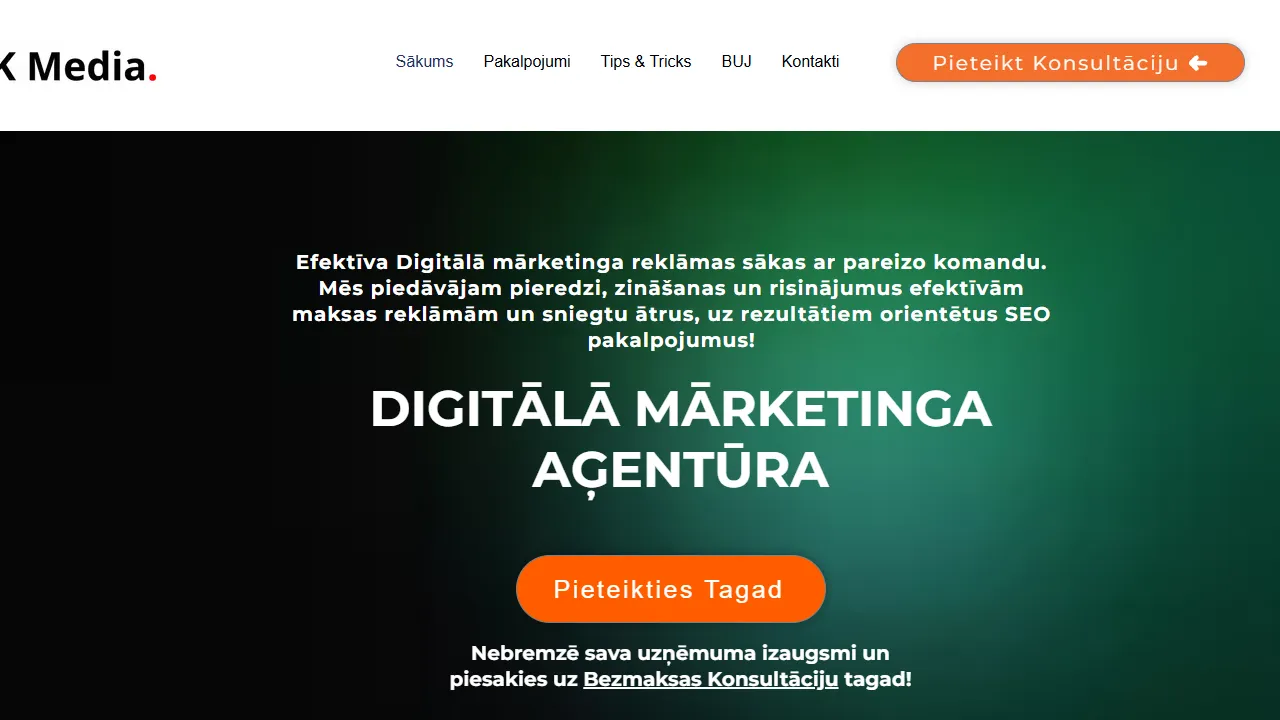 Screenshot of KK Media | Digitālā mārketinga un reklāmas aģentūra