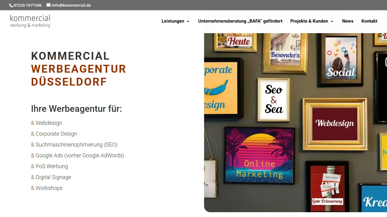 Screenshot of Kommercial Werbeagentur Düsseldorf