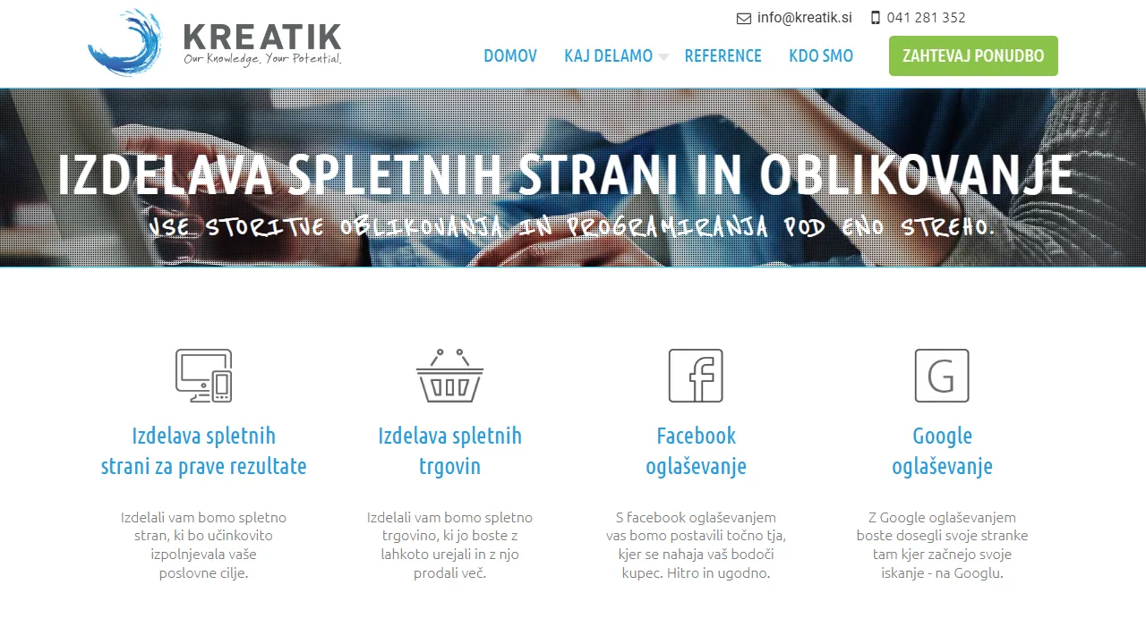 Screenshot of Kreatik, zasnove spletnih rešitev, Luka Lavriša s.p.