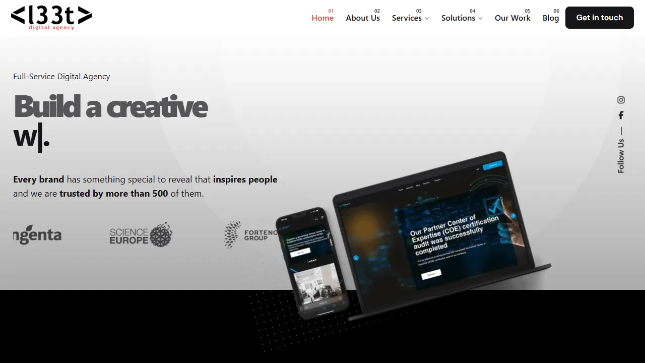 Screenshot of L33T digital agency