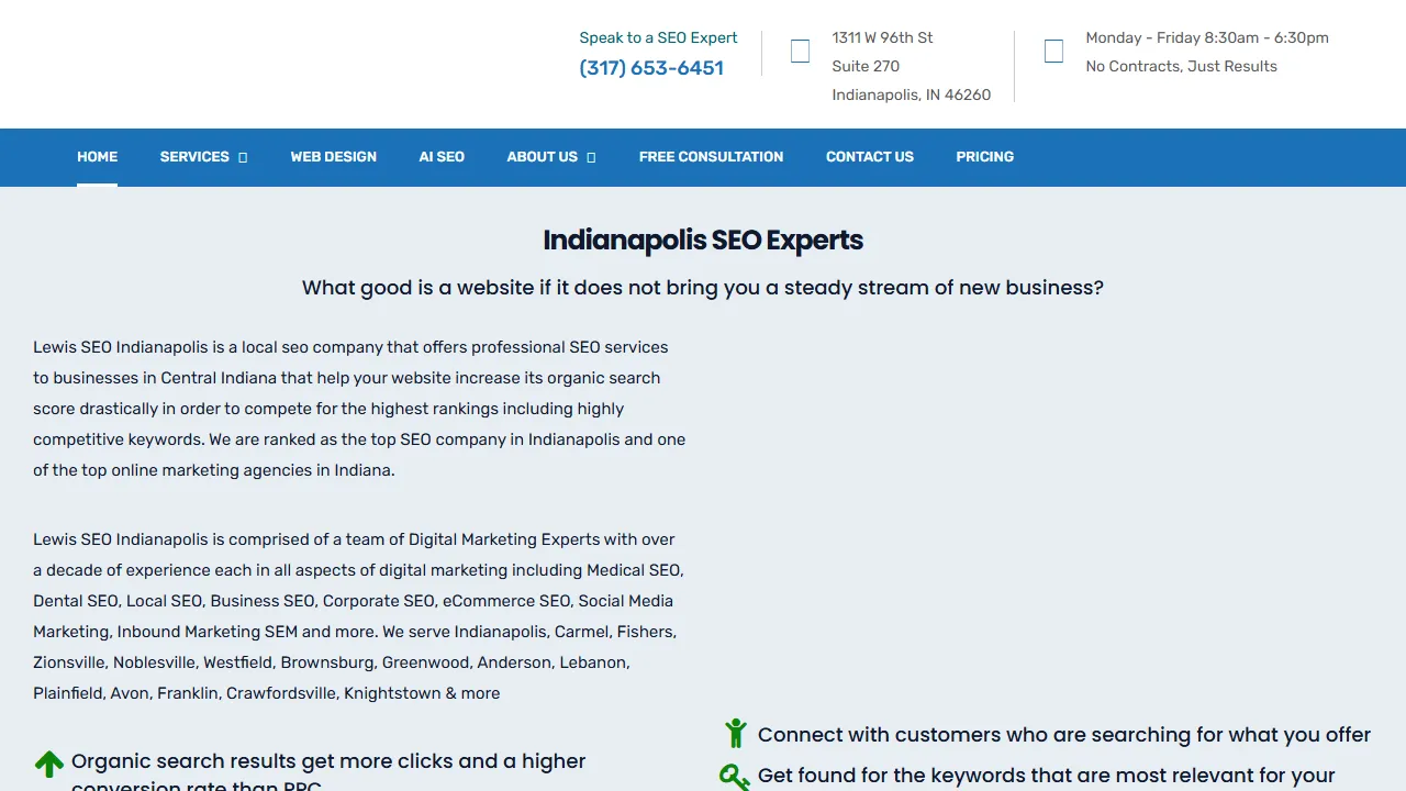 Screenshot of Lewis SEO Indianapolis