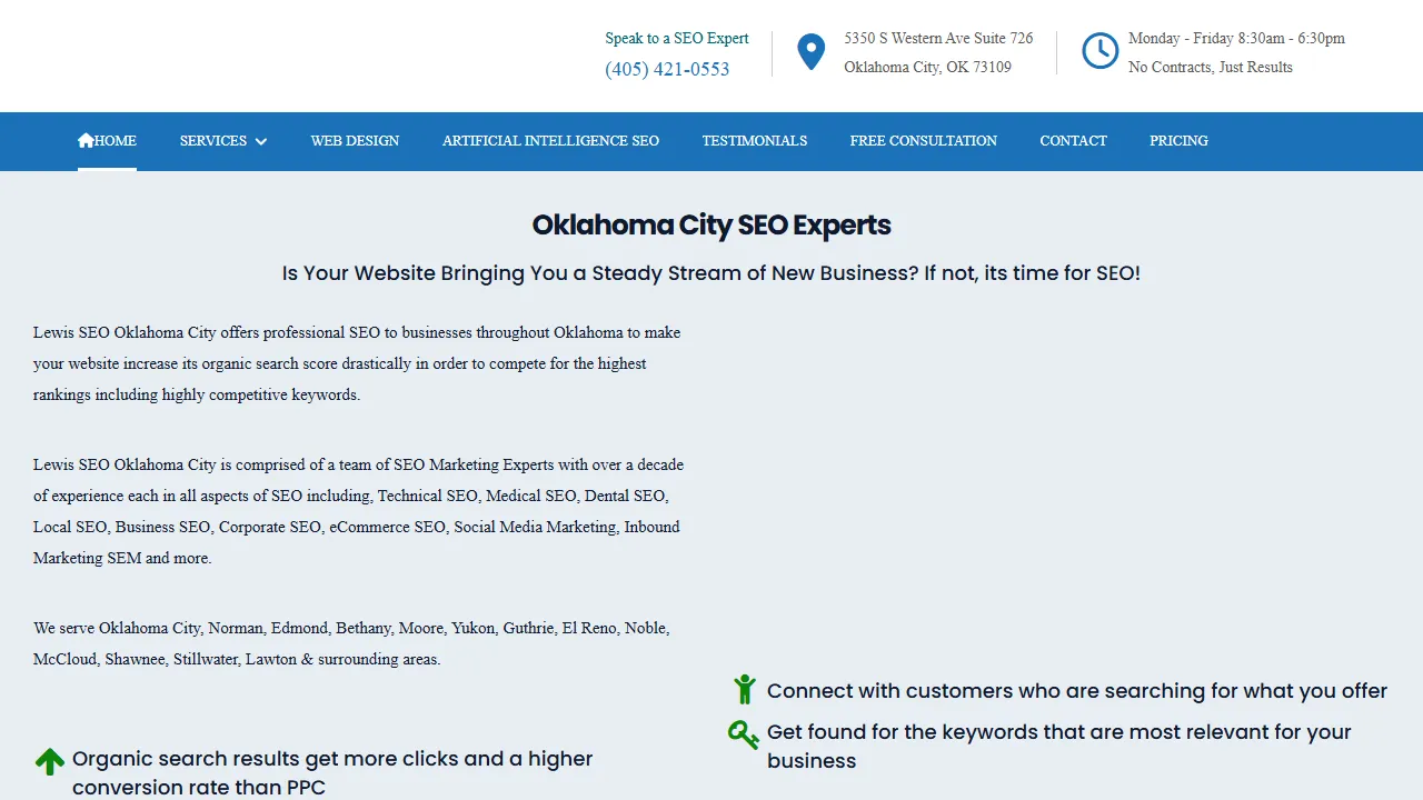 Screenshot of Lewis SEO Oklahoma City
