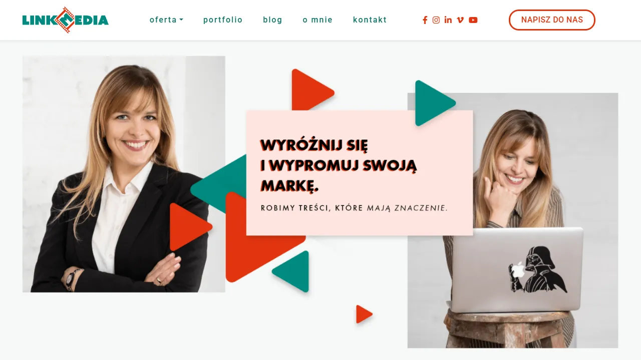 Screenshot of Link Media - wideofilmowanie Gdańsk, filmy reklamowe, wideo Gdańsk, Gdynia, Social Media, copywriting, PR