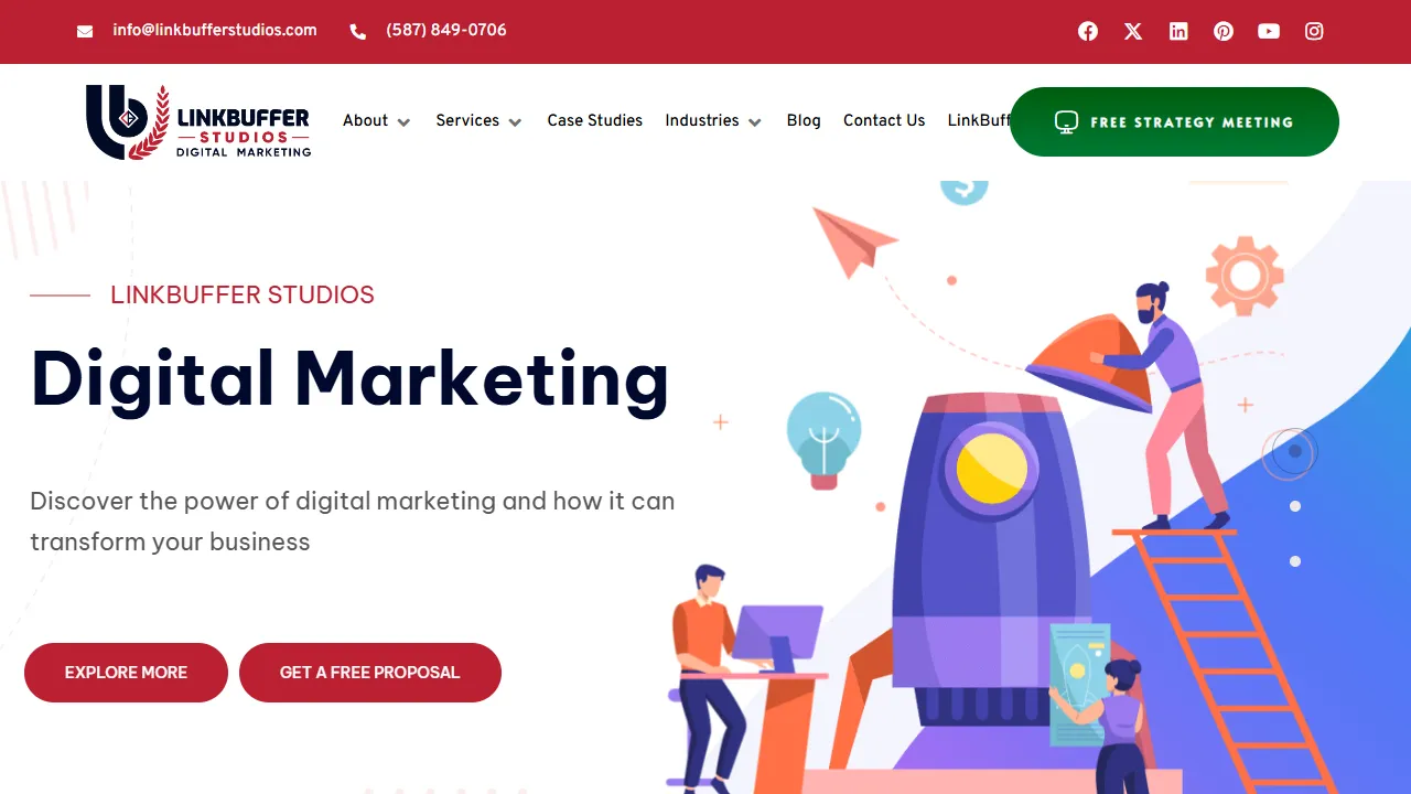 Screenshot of Linkbuffer Studios Digital & Ai Marketing Agency, Web Design - Edmonton