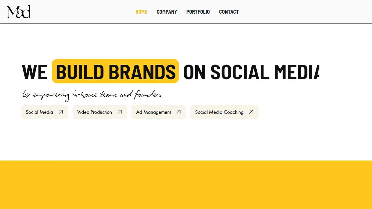 Screenshot of MAD Social Agency