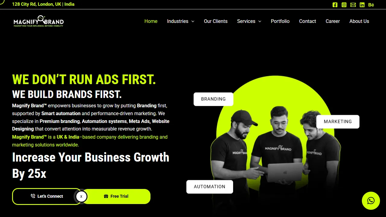 Screenshot of Magnify Brand - Best Marketing and Advertising Company ( MAGNIFYxBRAND Solutions Pvt. Ltd )