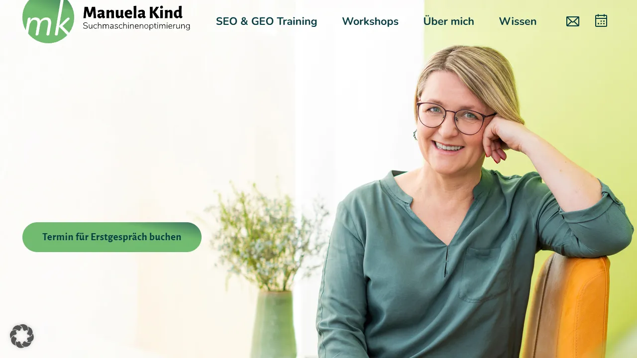 Screenshot of Manuela Kind - SEO-Beratung | Certified AI Manager