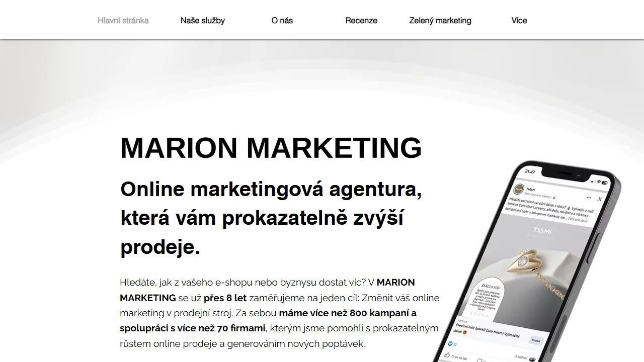 Screenshot of MARION MARKETING s. r. o.