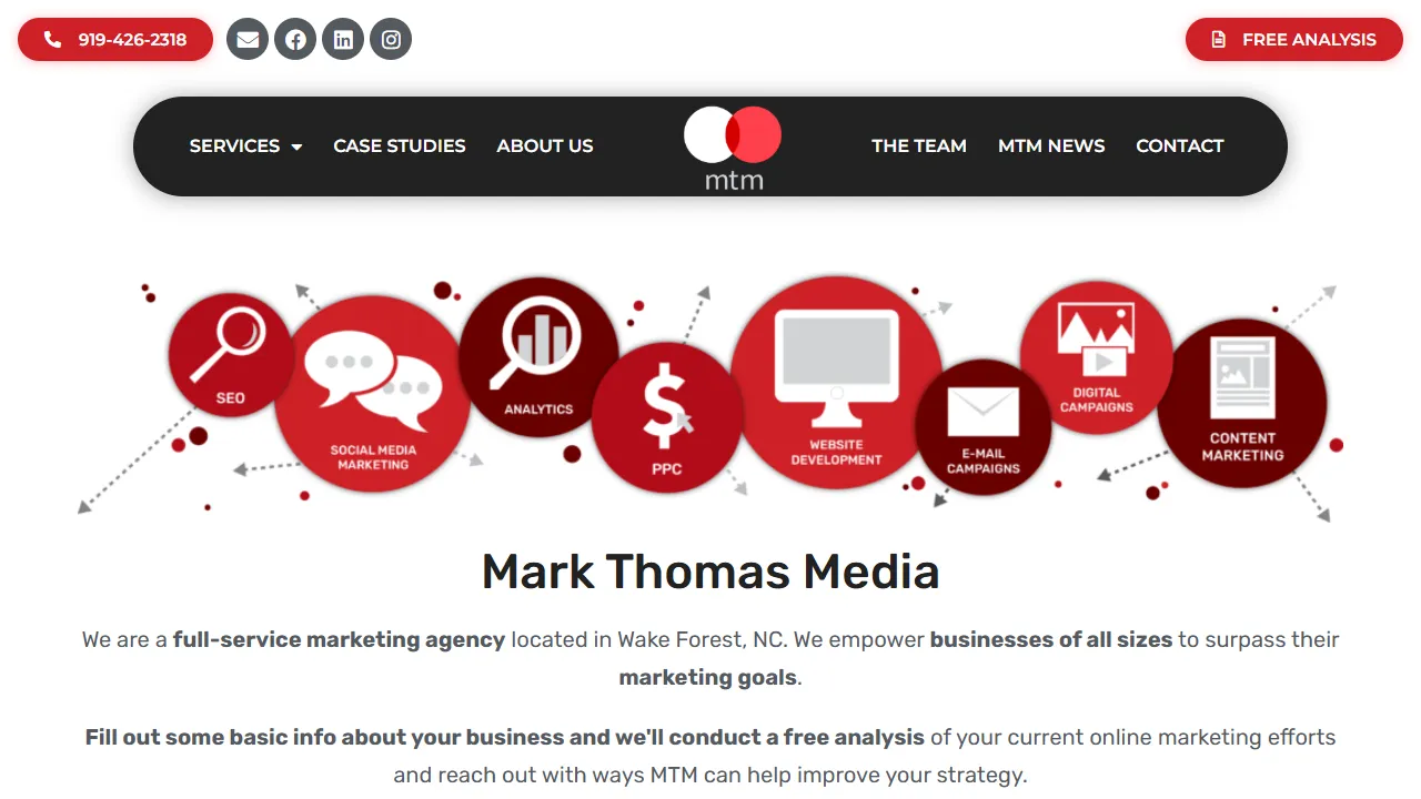 Screenshot of Mark Thomas Media - Marketing Agency
