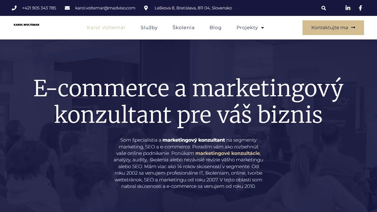 Screenshot of Marketing a SEO konzultant Karol Woltemar