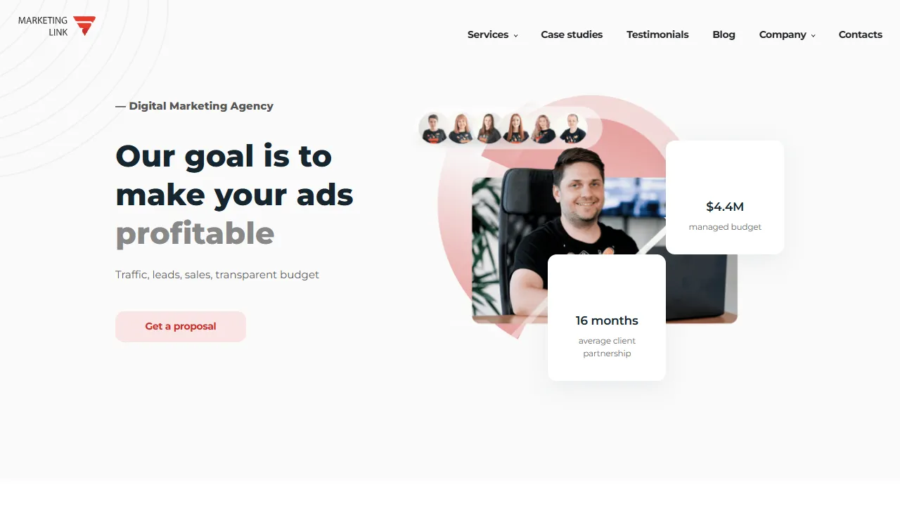 Screenshot of Marketing Link