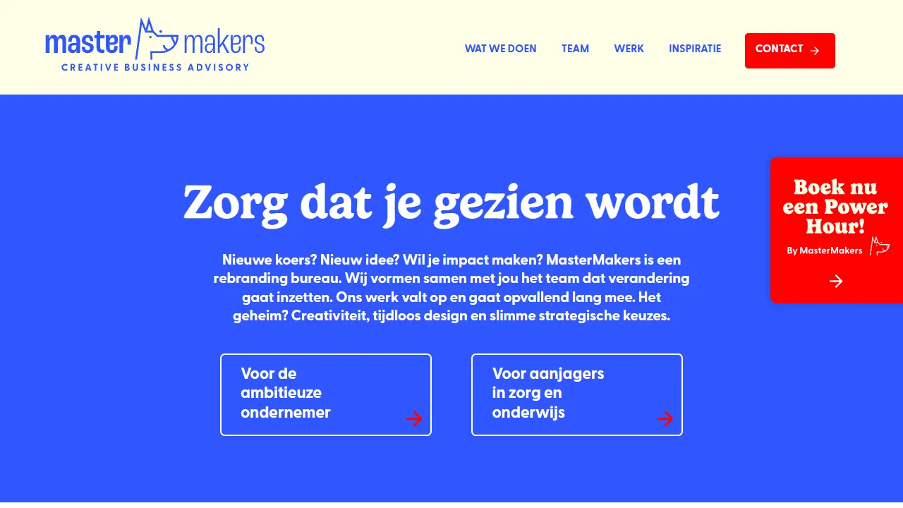 Screenshot of MasterMakers | Branding bureau voor strategie, design & websites