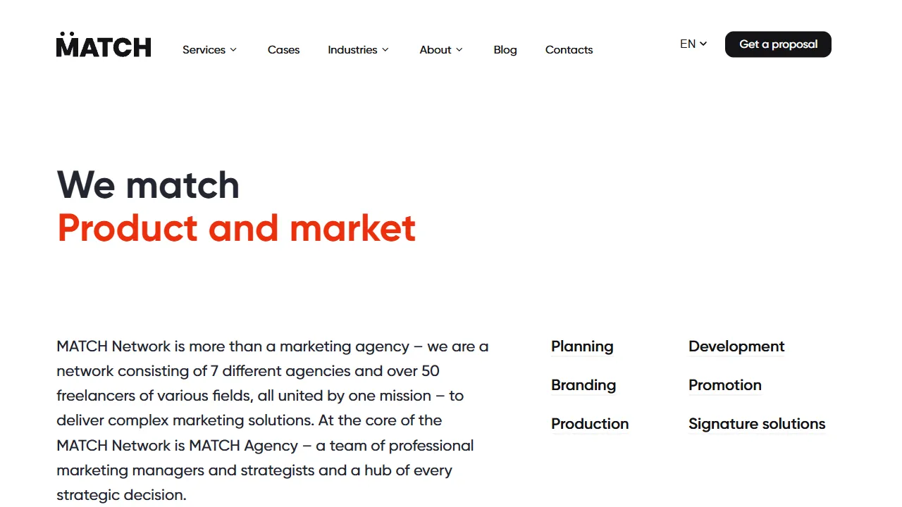 Screenshot of MATCH agency