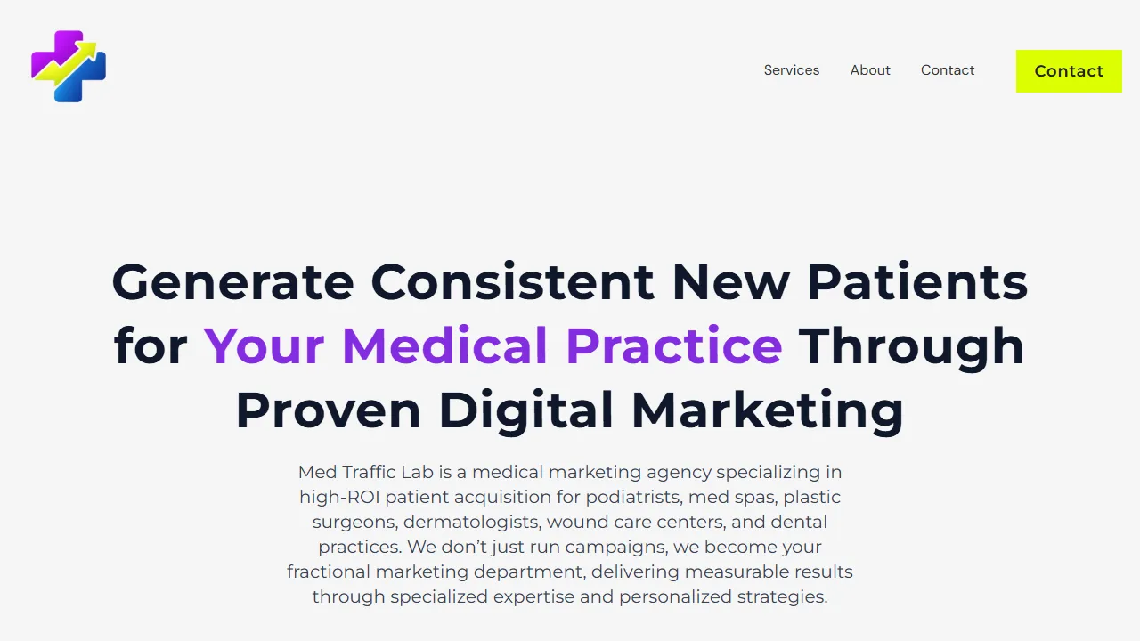 Screenshot of Med Traffic Lab | Medical Marketing