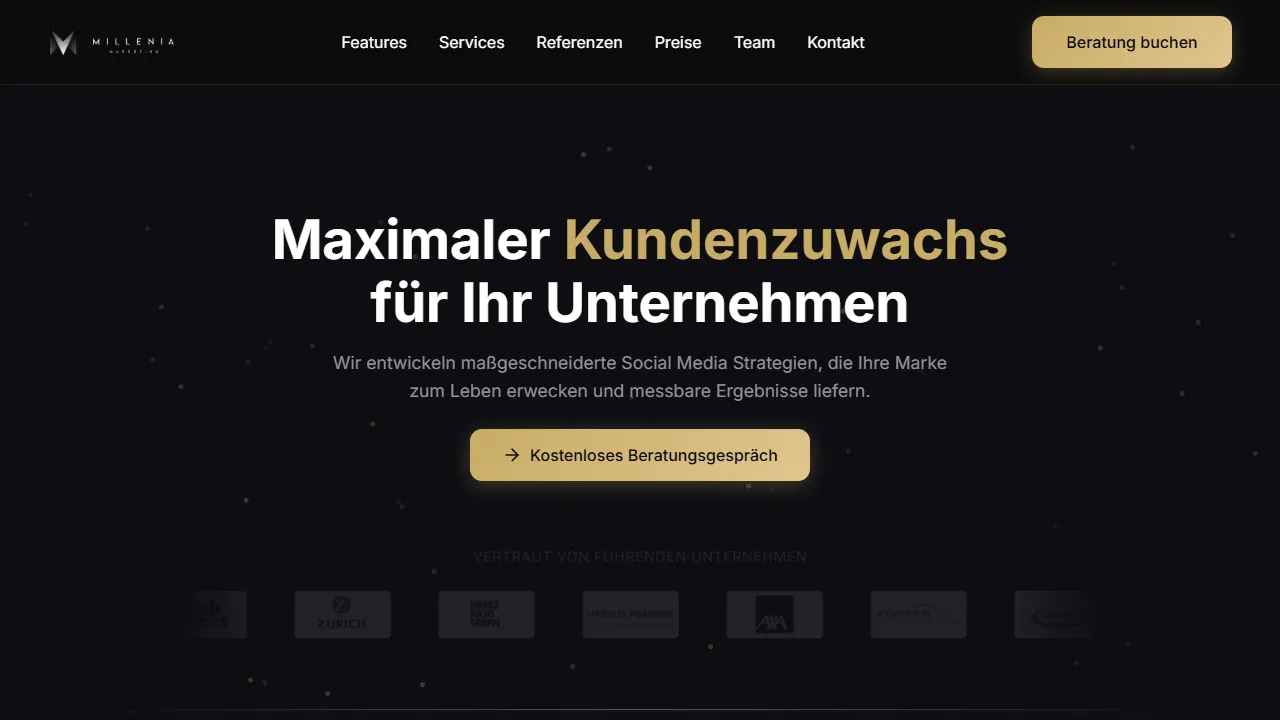 Screenshot of Millenia Marketing GmbH