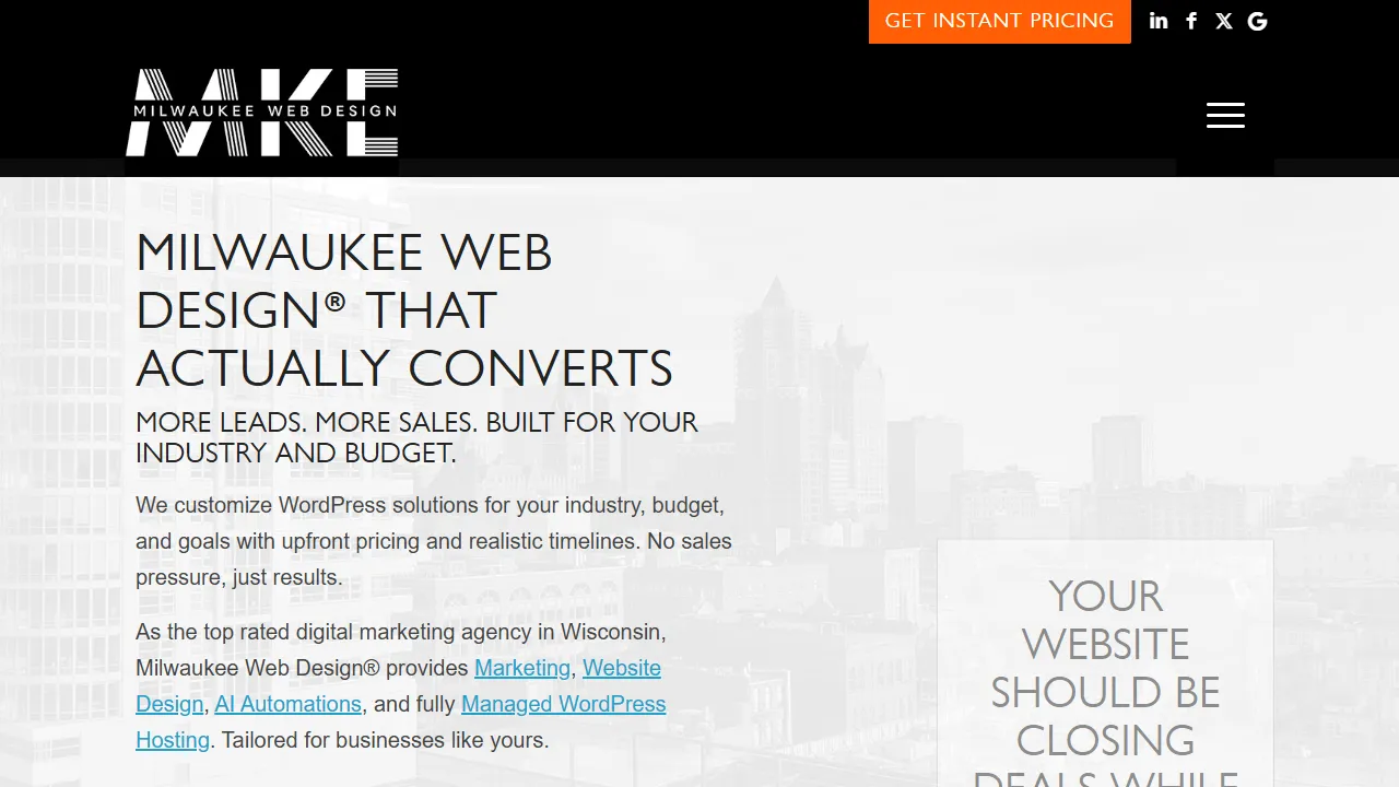 Screenshot of Milwaukee Web Design®