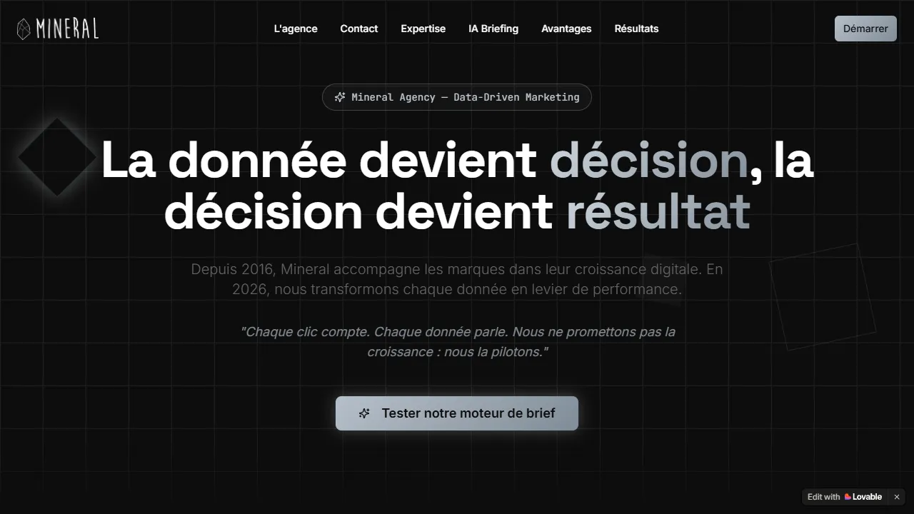 Screenshot of Mineral Agency - agence de marketing digital