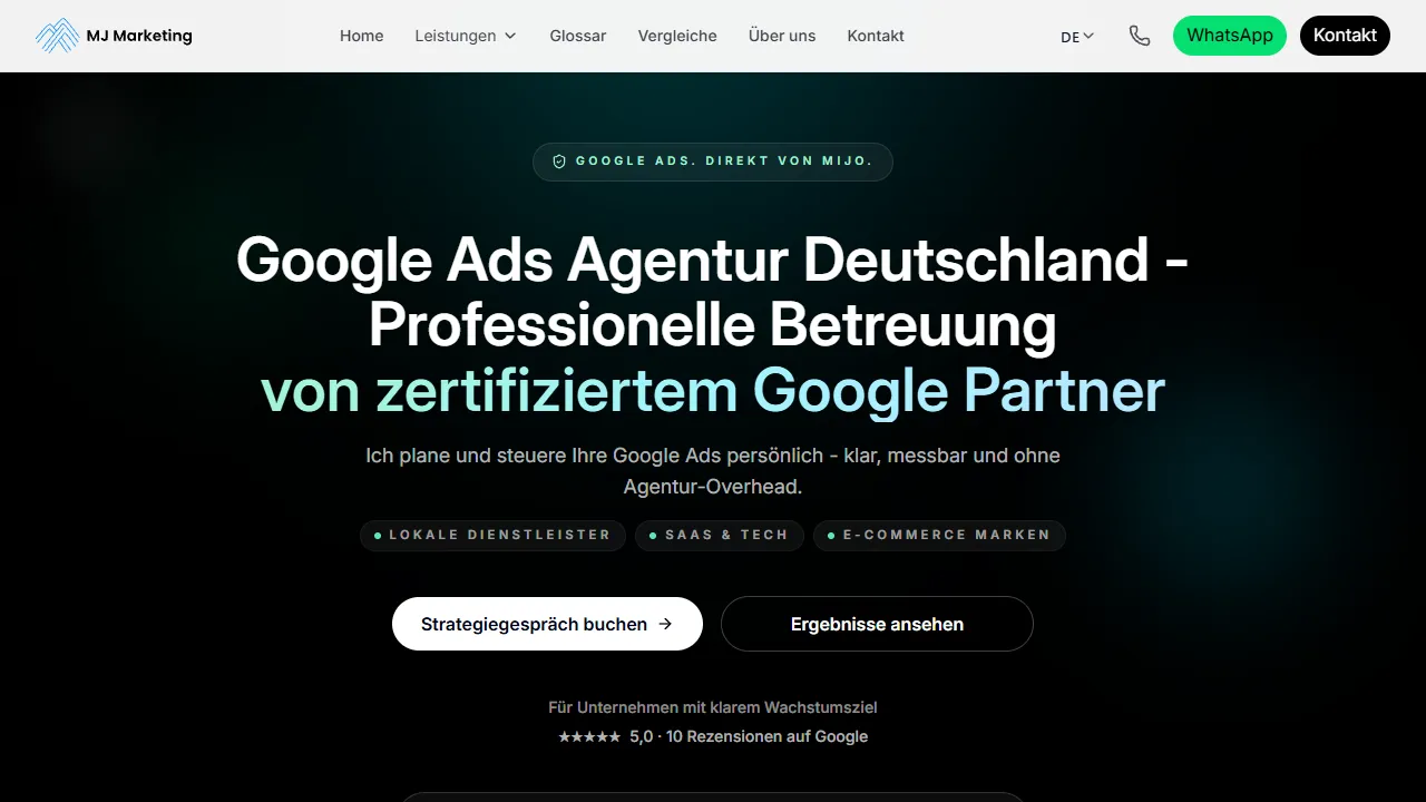 Screenshot of MJ Marketing