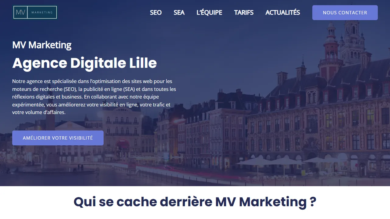 Screenshot of MV Marketing