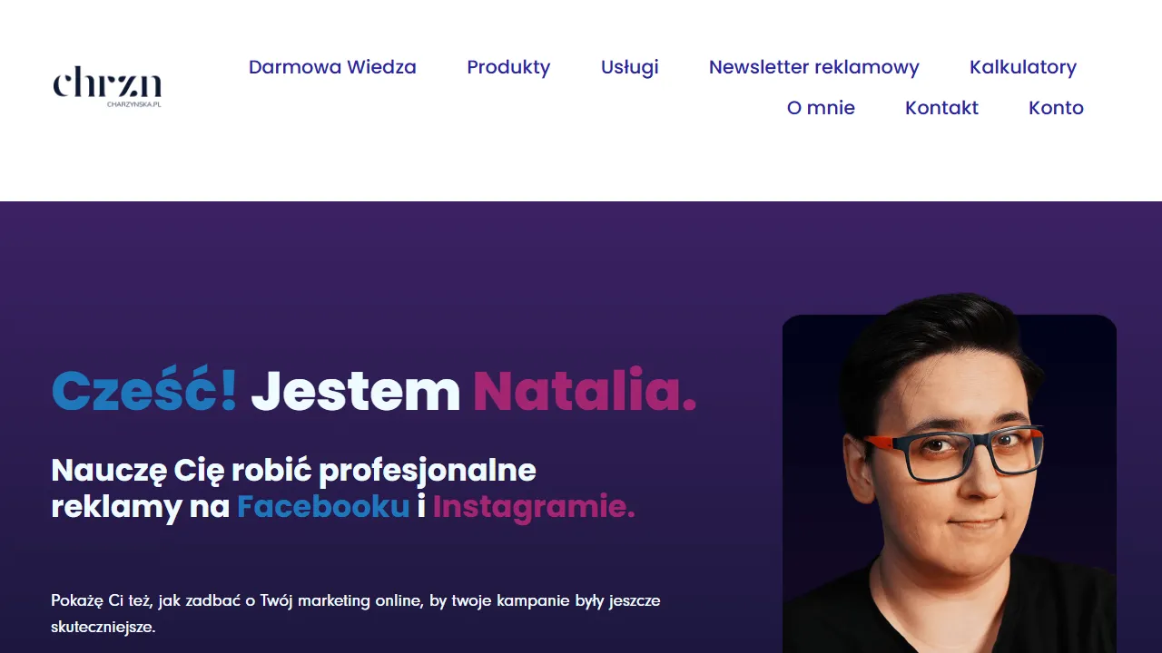 Screenshot of Natalia Charzyńska - Ekspert Facebook Ads
