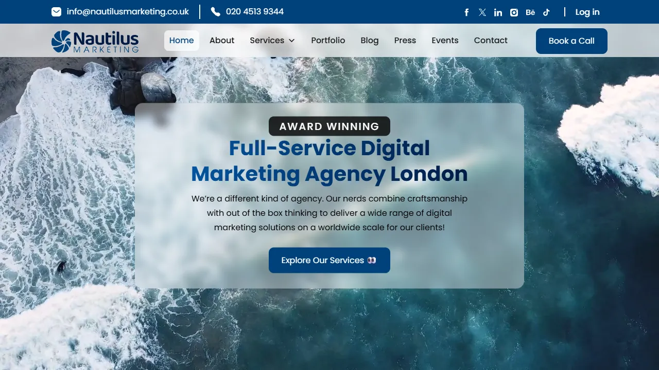 Screenshot of Nautilus Marketing