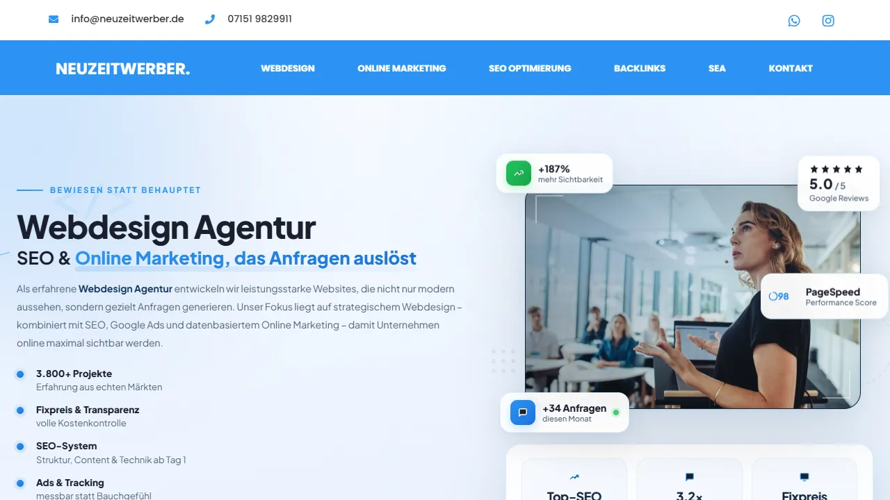 Screenshot of Neuzeitwerber - Online-Marketing | SEO & Webdesign Agentur