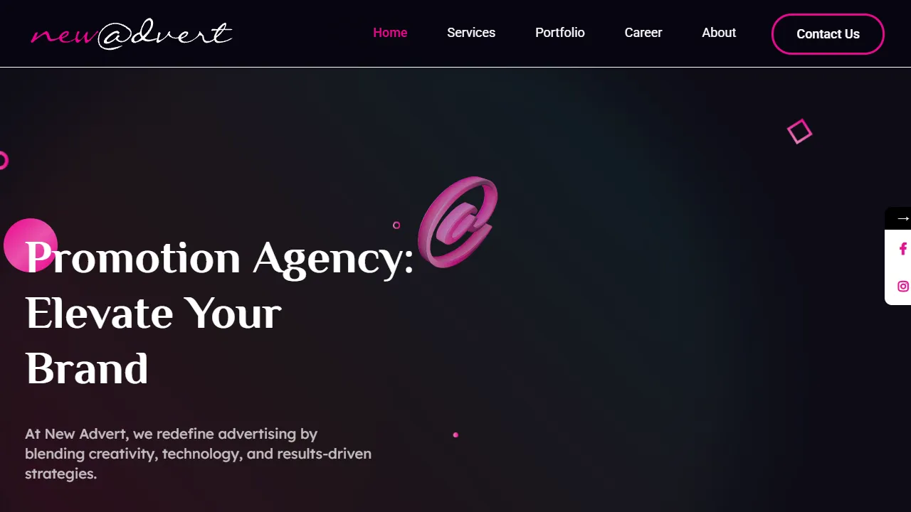 Screenshot of New Advert