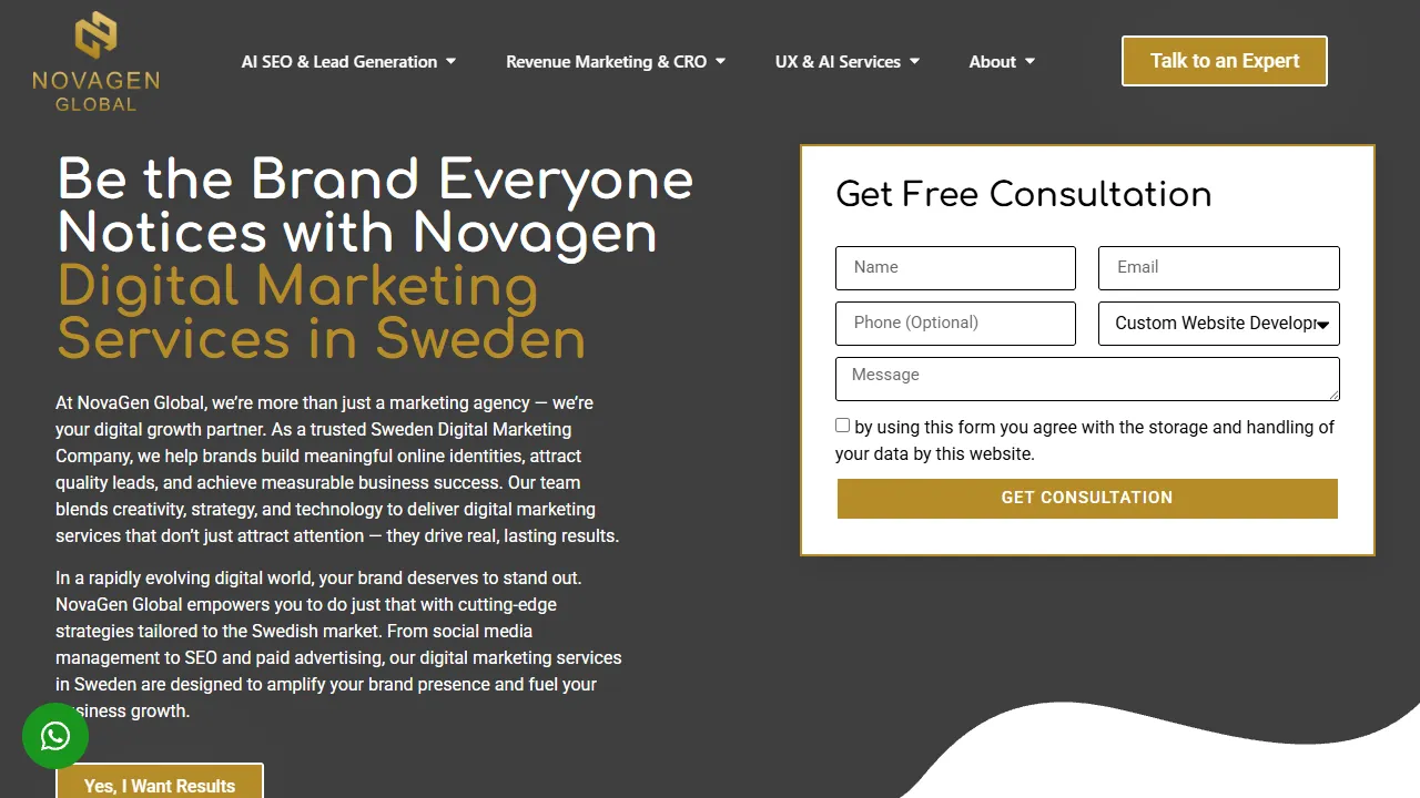 Screenshot of NovaGen Global | Digital Marknadsföring företag