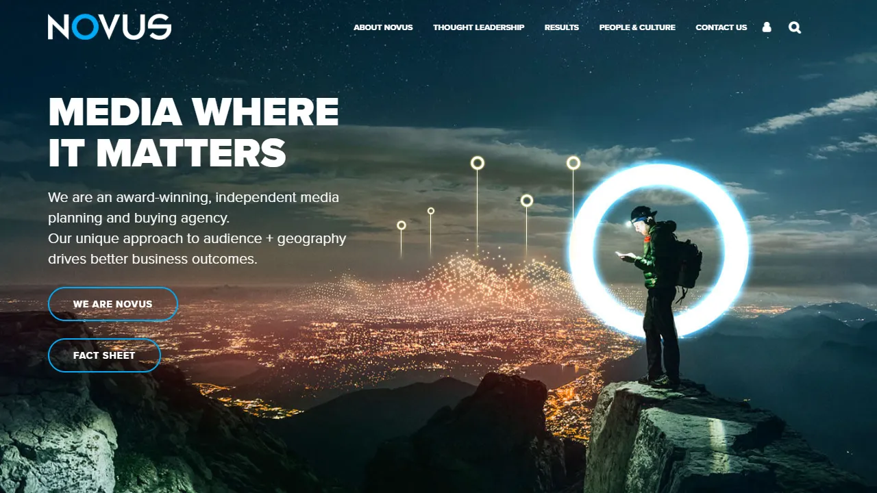 Screenshot of Novus Media LLC.