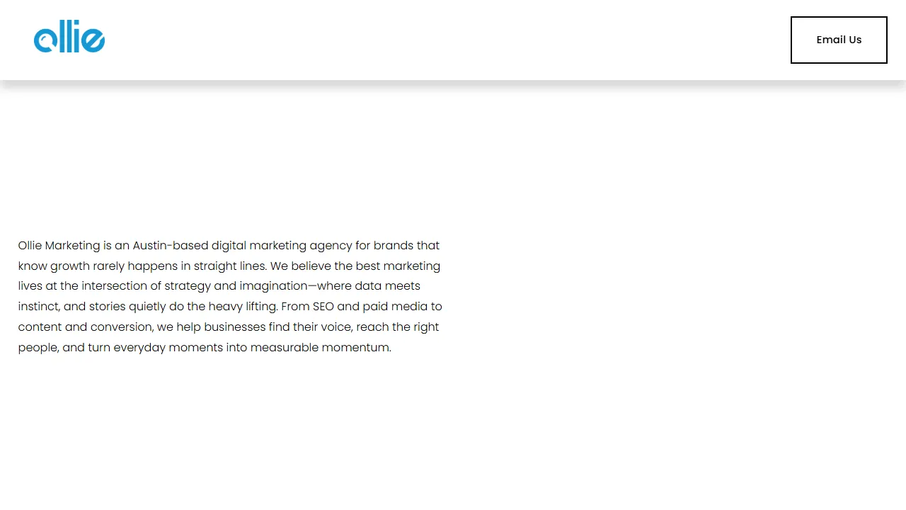 Screenshot of Ollie Marketing - Austin Digital Marketing Company - Website Design, AI, PPC, SEO