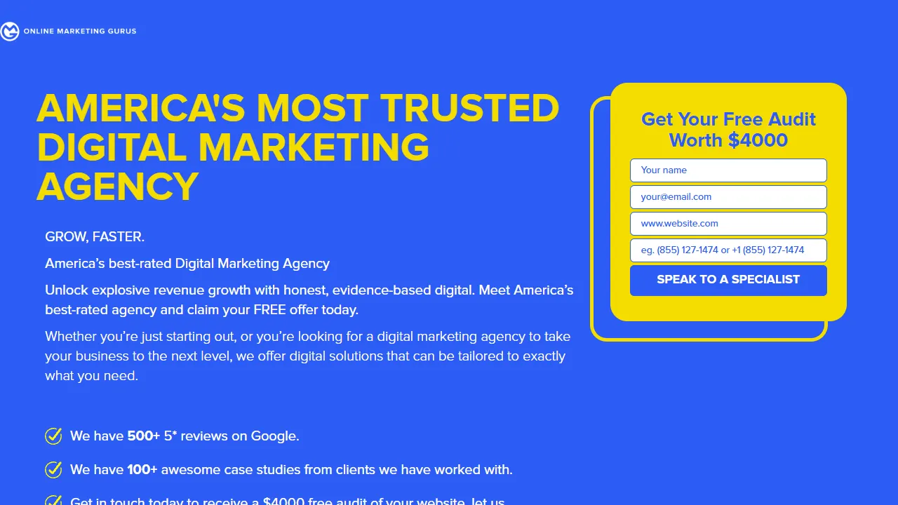 Screenshot of Online Marketing Gurus