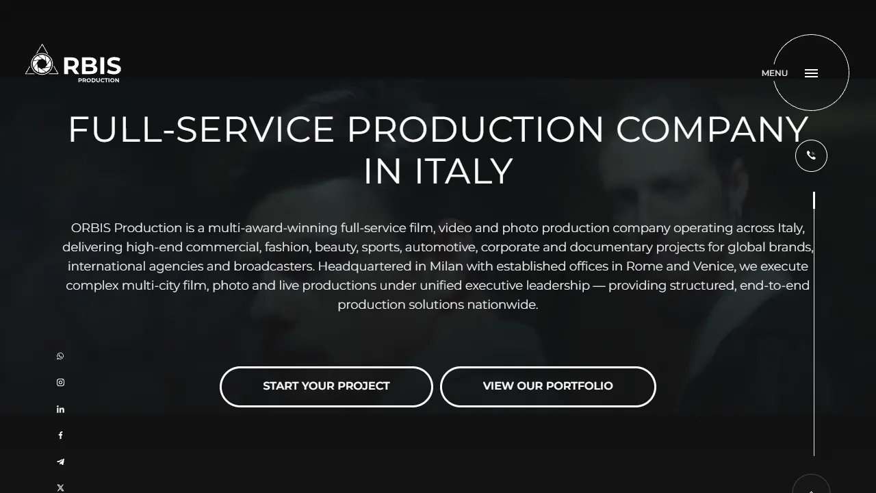 Screenshot of ORBIS Production – Top #1 Film and Photo Production Company in Milan, Italy
